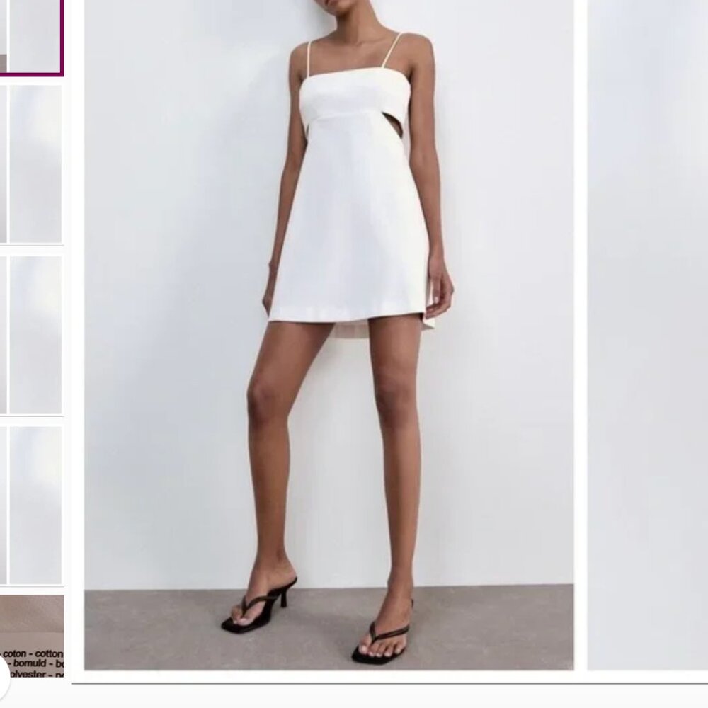 NWT. Zara White Cut-Out Mini Dress. Size M